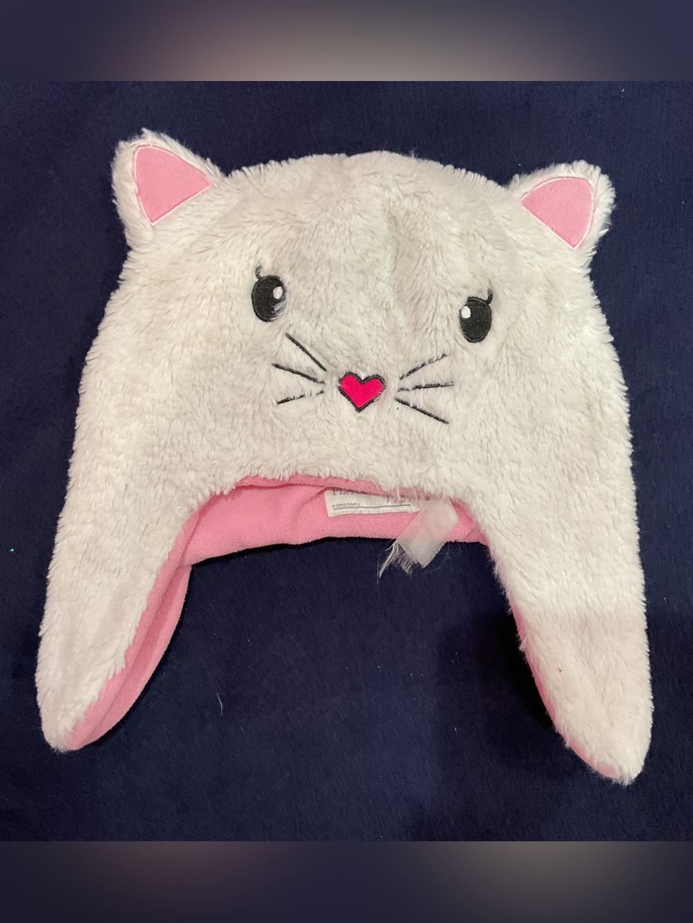 The Children's Place Girls Pink & White Cat Hat Size L/XL